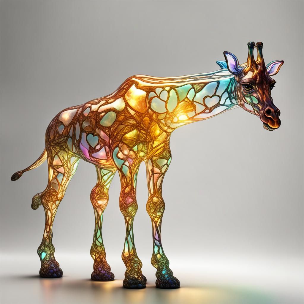 Glass Giraffe with Golden Baby Giraffe Inside