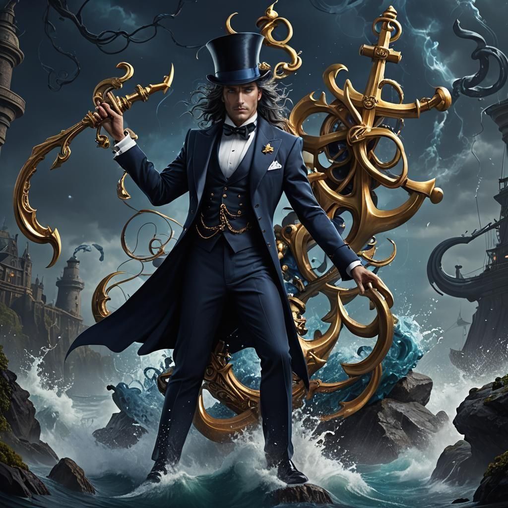 Water Elemental in Tuxedo, Fantasy Concept Art