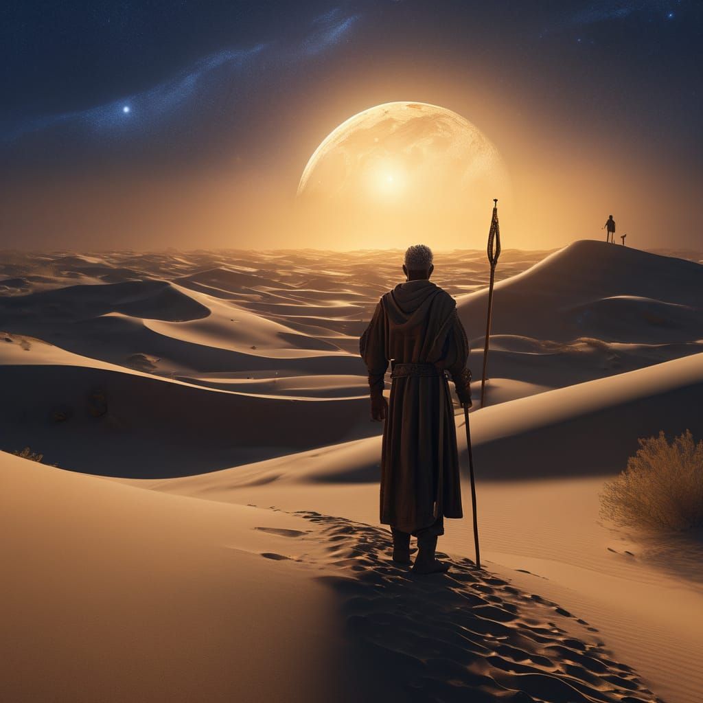 Abraham Gazing at Stars: Matte Painting Concept Art