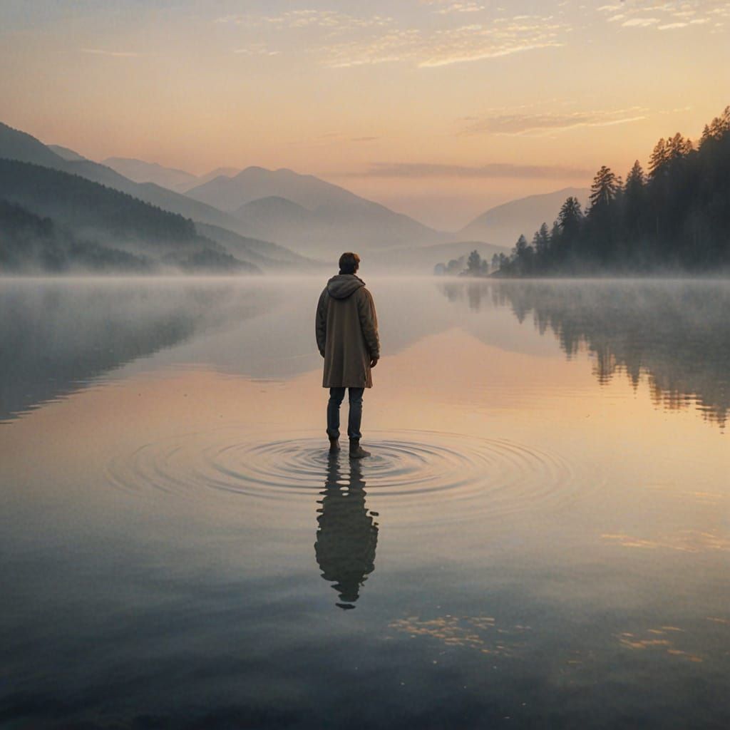 Ethereal Dawn on a Silver Lake