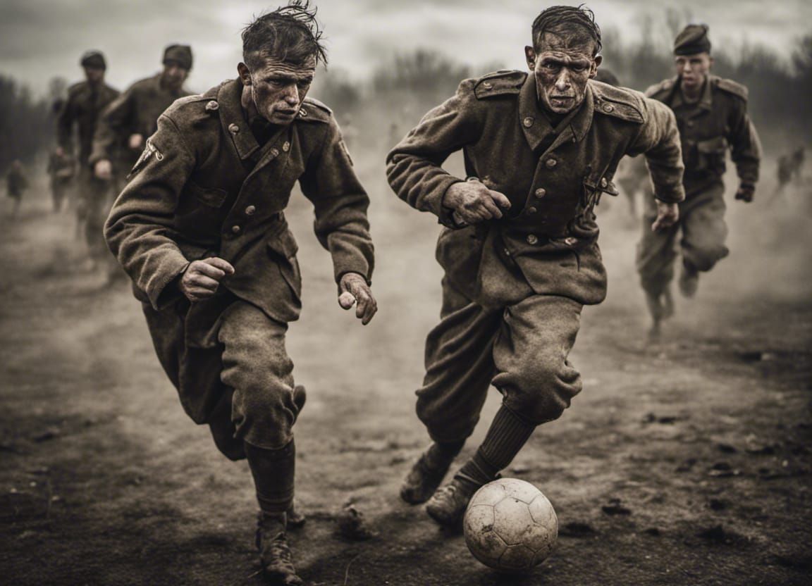 World War 2: Soldiers Play Football on Battlefield