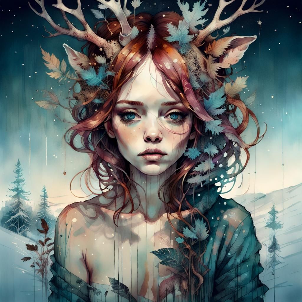 Surreal Double Exposure: Cold Night Illustration