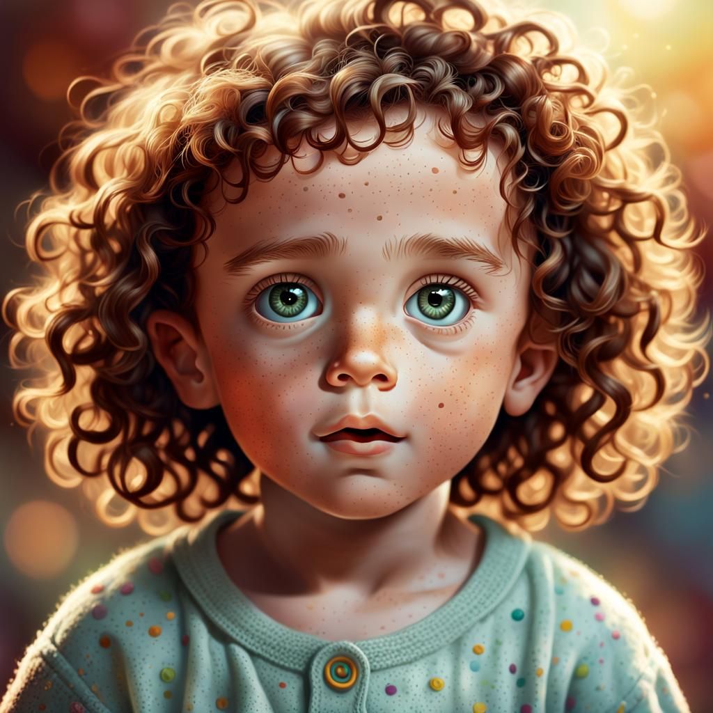 Freckled Child's Gaze: Hyperrealistic Concept Art