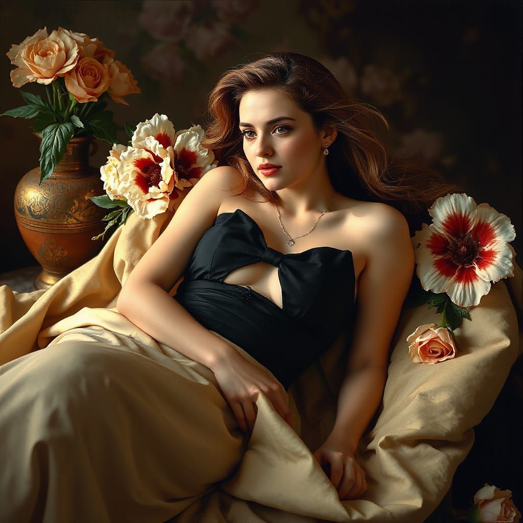 Dreamlike Portrait of Woman in the Style of Old Masters