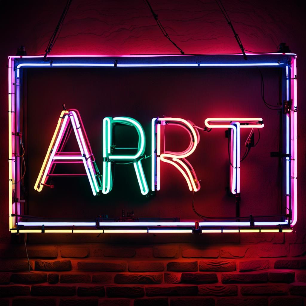 Illuminated Neon Sign Spelling "Art"