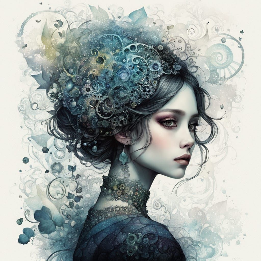 Exotic Fractal Elegance in Pastel Nursery Art Style