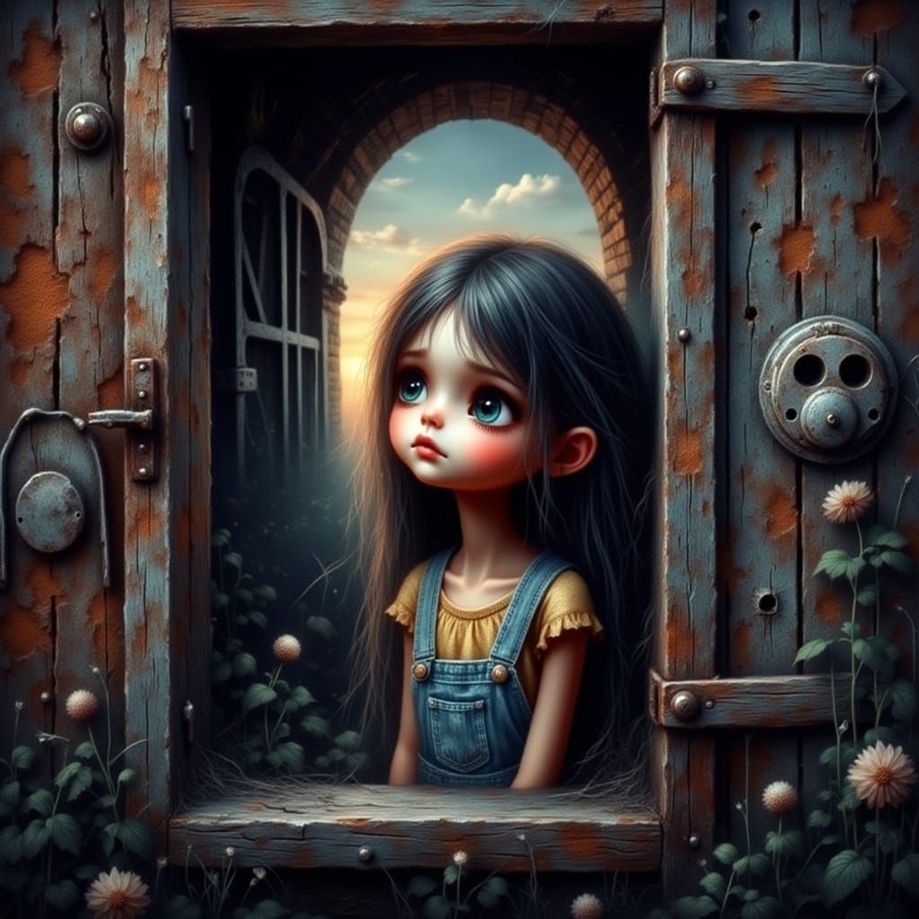 Girl Gazing at Sunrise in Abandoned Tunnel