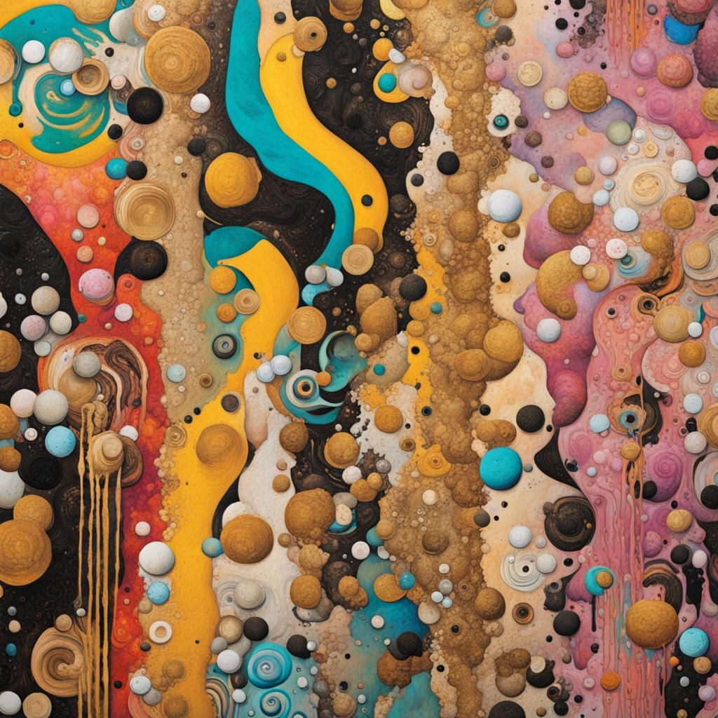Klimt-Inspired Collage with Graffiti Art Elements