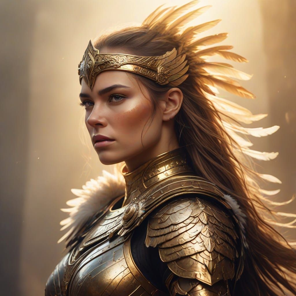Valkyrie Warrior Woman in Oil Painting Style