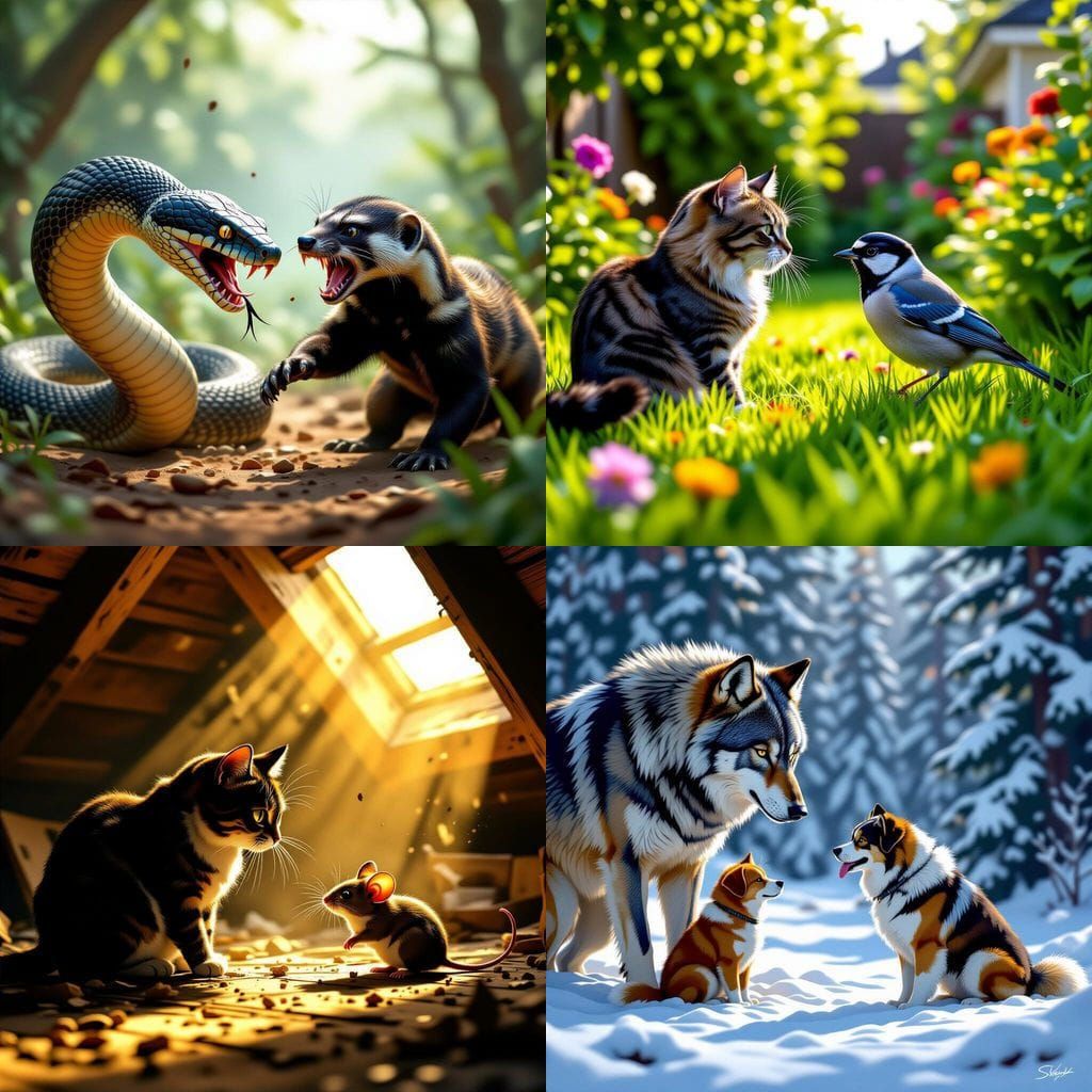 Realistic Animals in Fierce, Everyday Confrontations