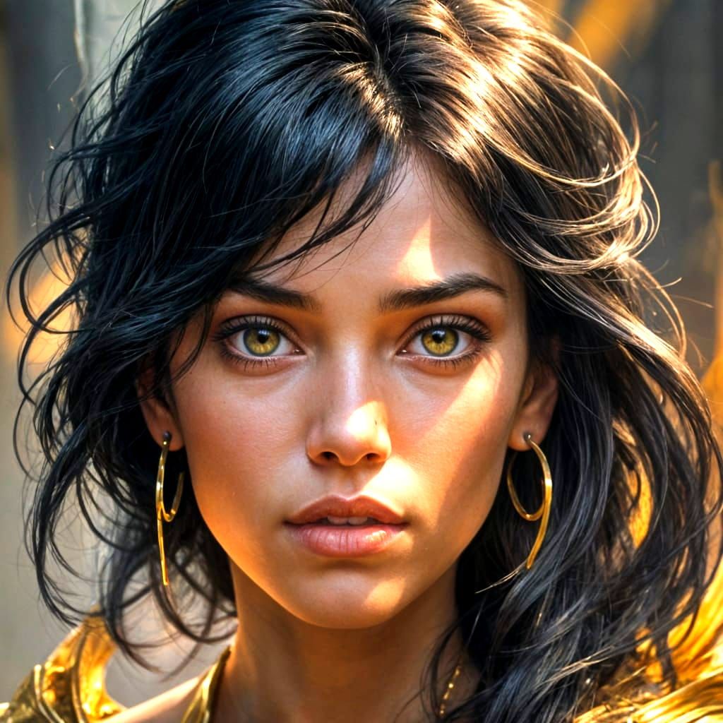 Woman with Raven Hair: Hyperdetailed Portrait