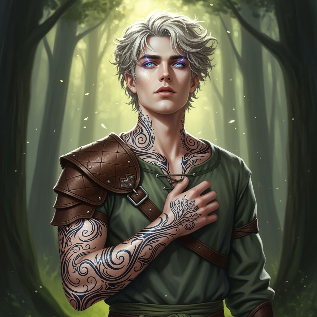 Handsome Fae Male in Sun-Dappled Forest, Fantasy Realism