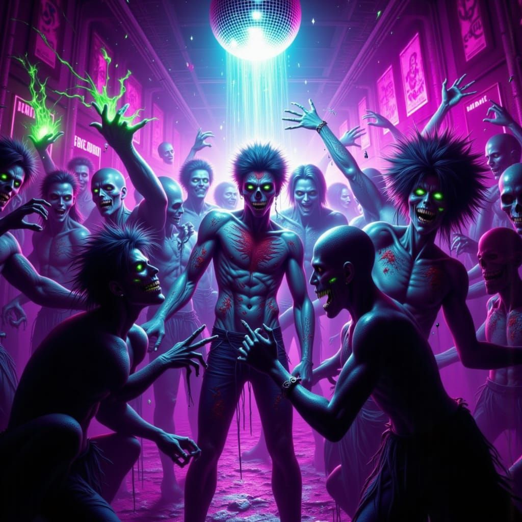 Zombie Prom Dance Off: Spooky Halloween Party Scene