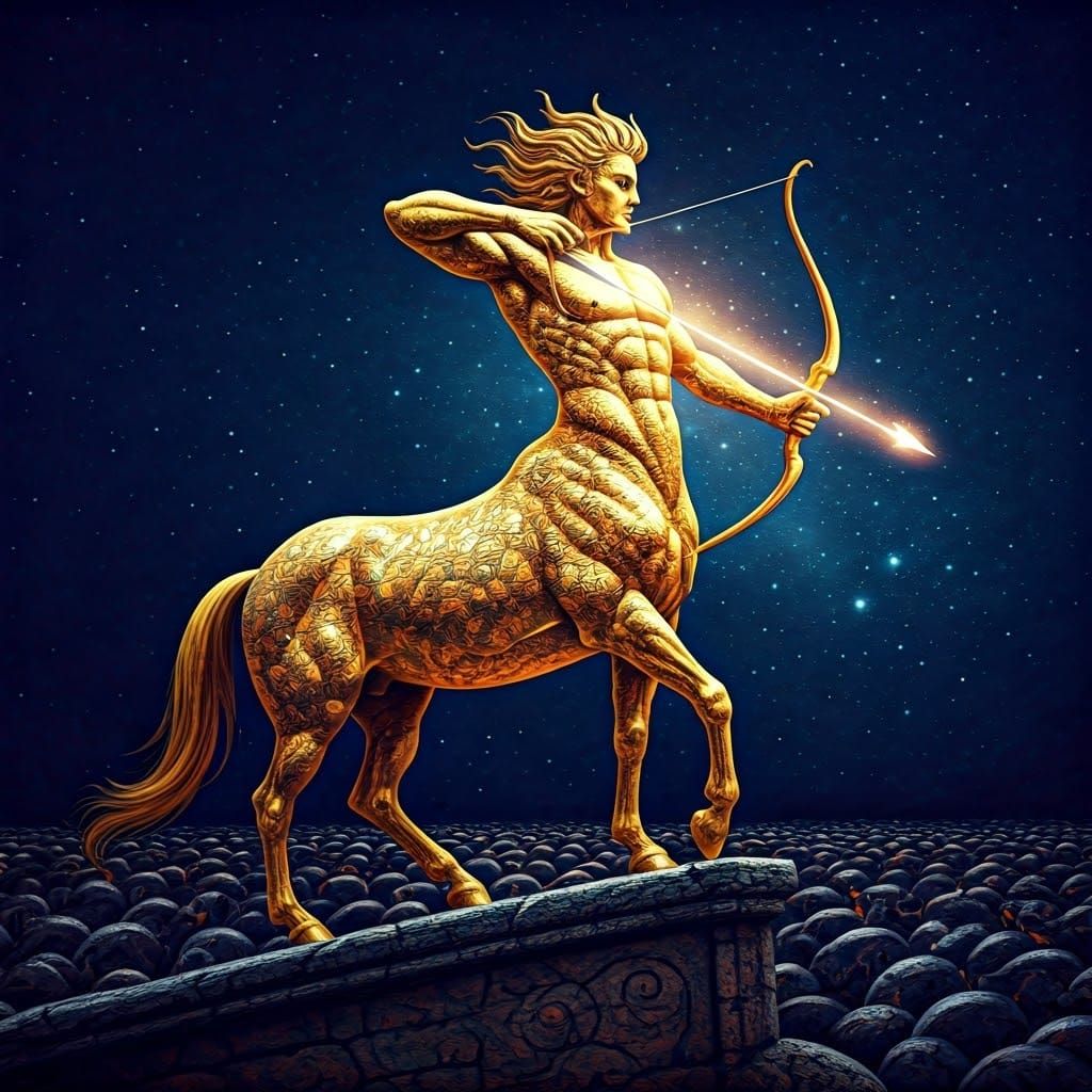 Majestic Golden Centaur in Ancient Greek Style