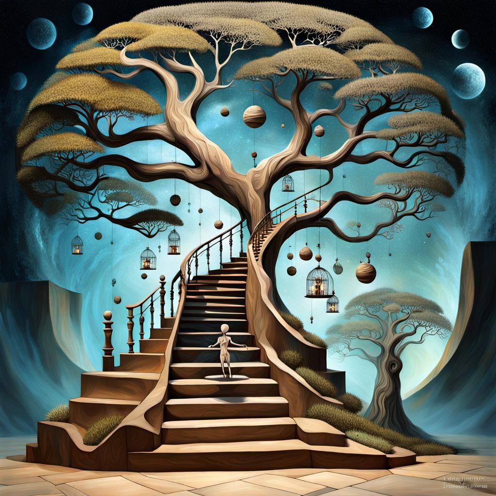 Surreal Human Journey: A Whimsical 3D Abstract