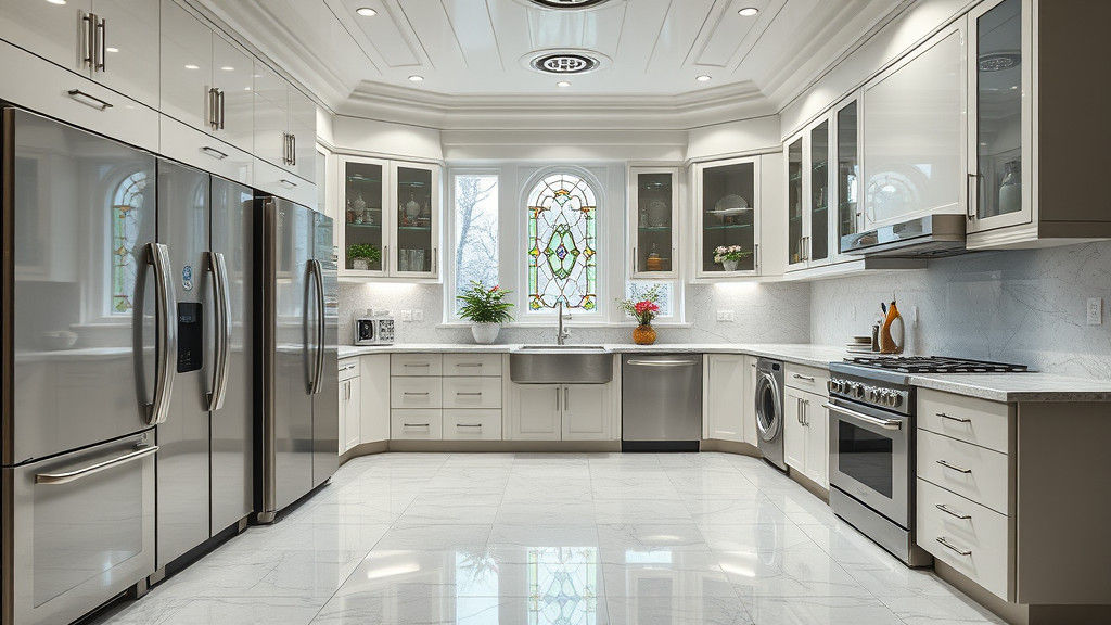 Futuristic Mansion Kitchen in Winter Wonderland