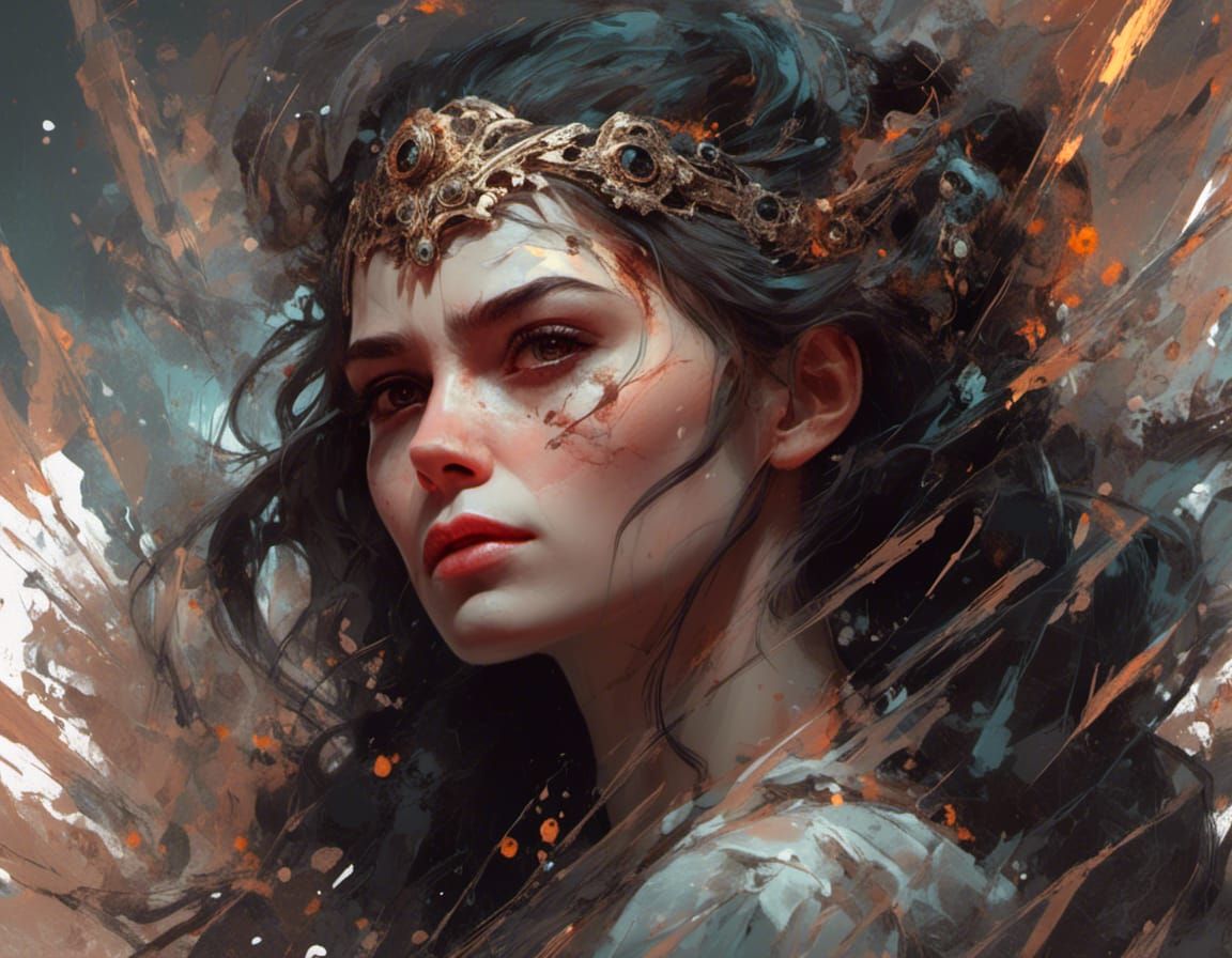 Sad Woman Portrait in Dynamic Lighting Style