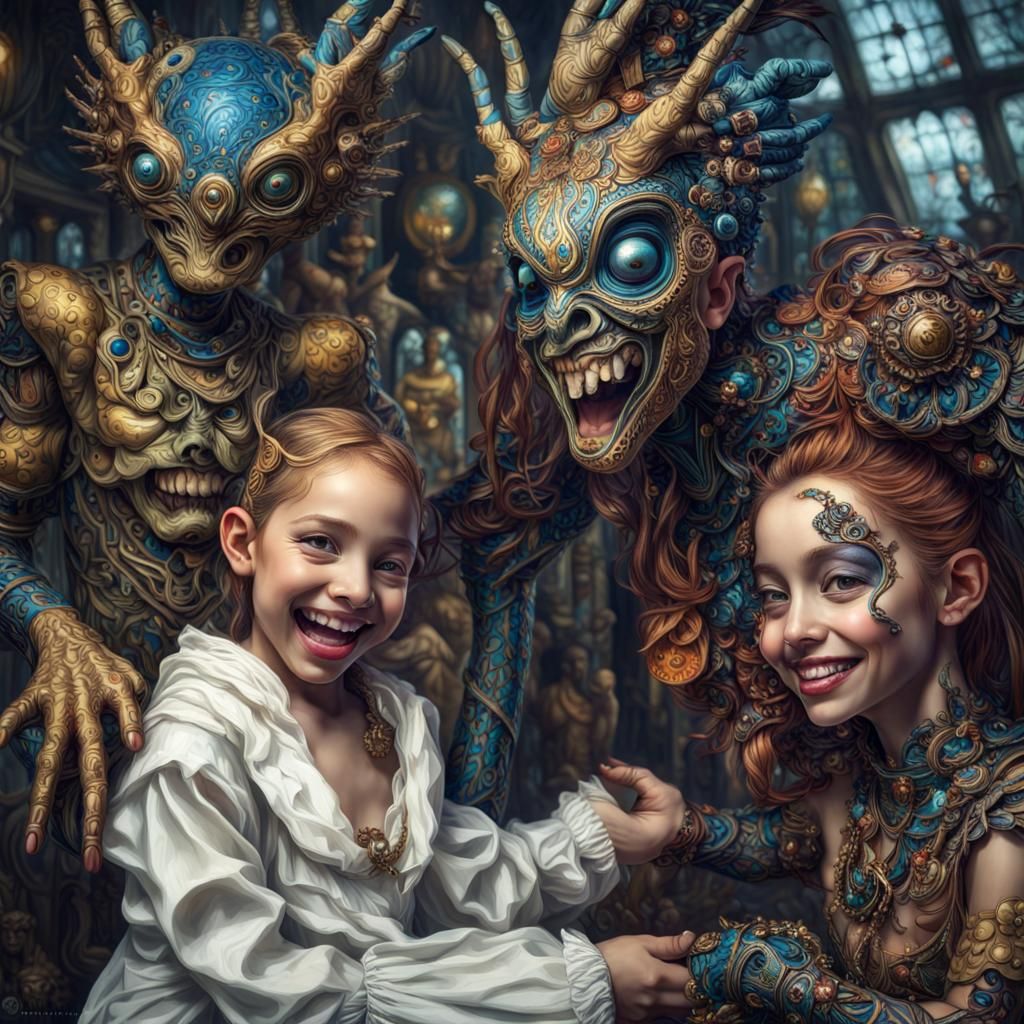 Beautiful Aliens in Exotic Fashion: 3D Render