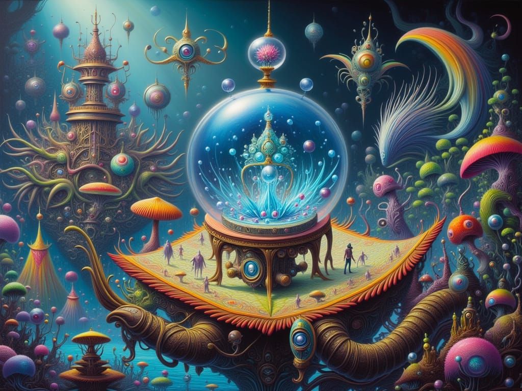 crystal sphere in a surreal landscape