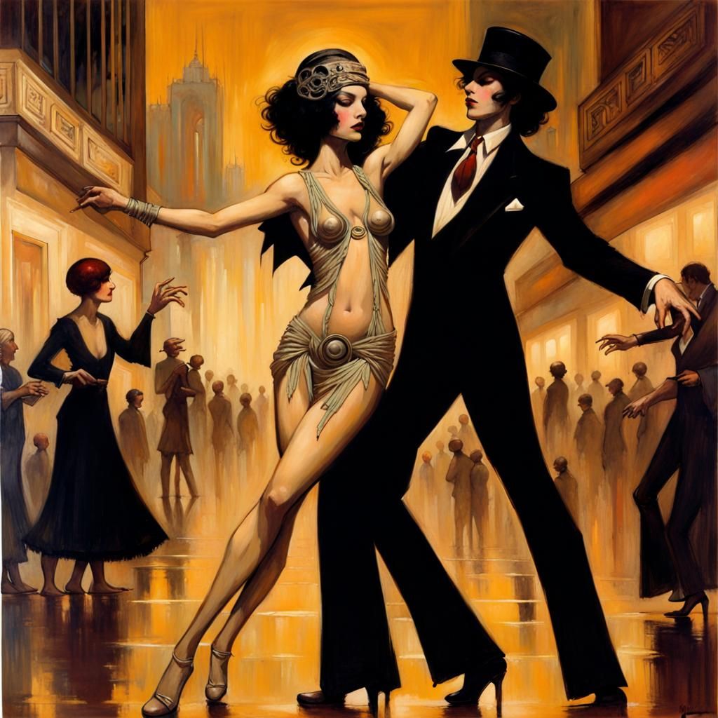 1970s Art Deco Street Dancing Scene