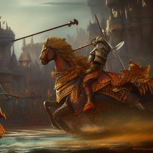 Fantastical Jousting Match in Detailed Matte Painting Style