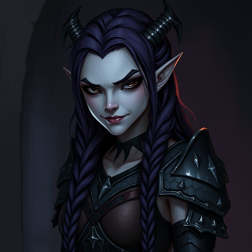 Dark Elf Maiden in Dragon Scale Armor
