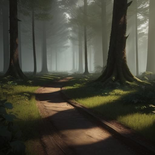 Dirt Path Splits in Forest: Fantasy Concept Art
