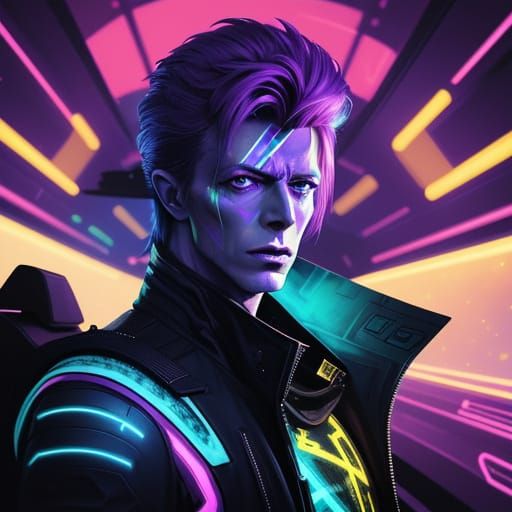 Futuristic David Bowie as Alien Rockstar