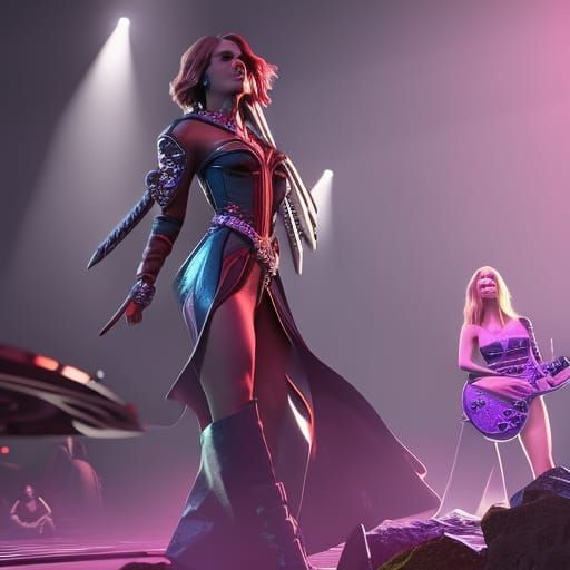 Alien Rock Star Concert, Digital Art by Rutkowski