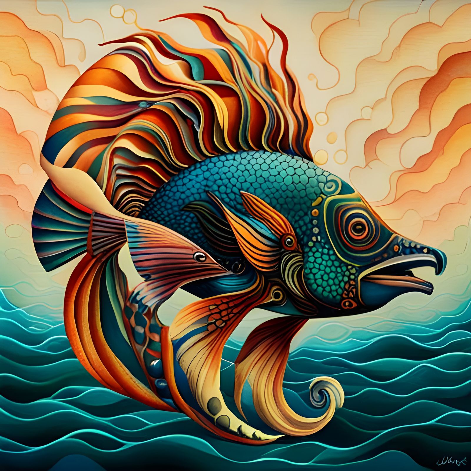 Polynesian Fish with Iridescent Scales and Solar Winds