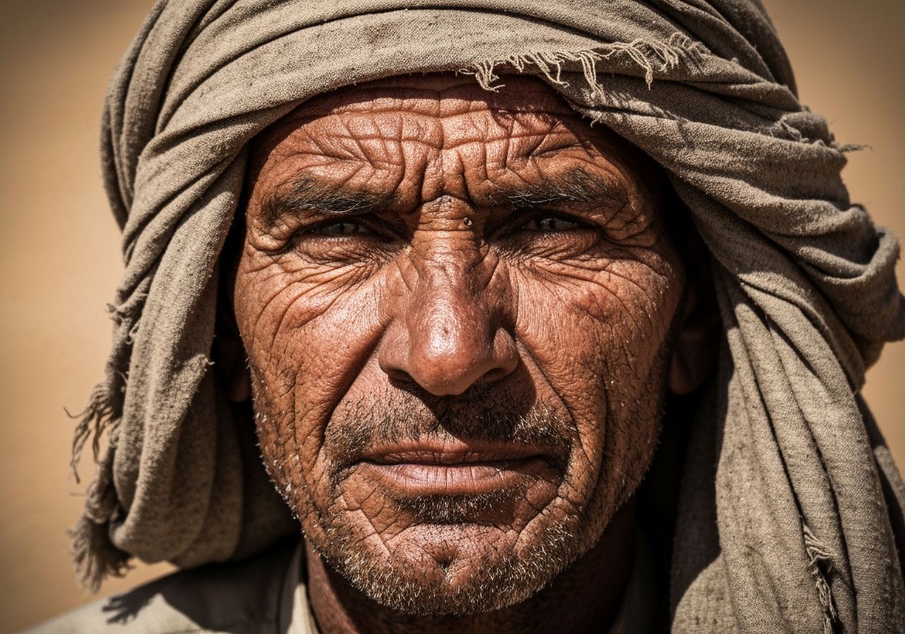 Weathered Bedouin Man Portrait in Dramatic Light