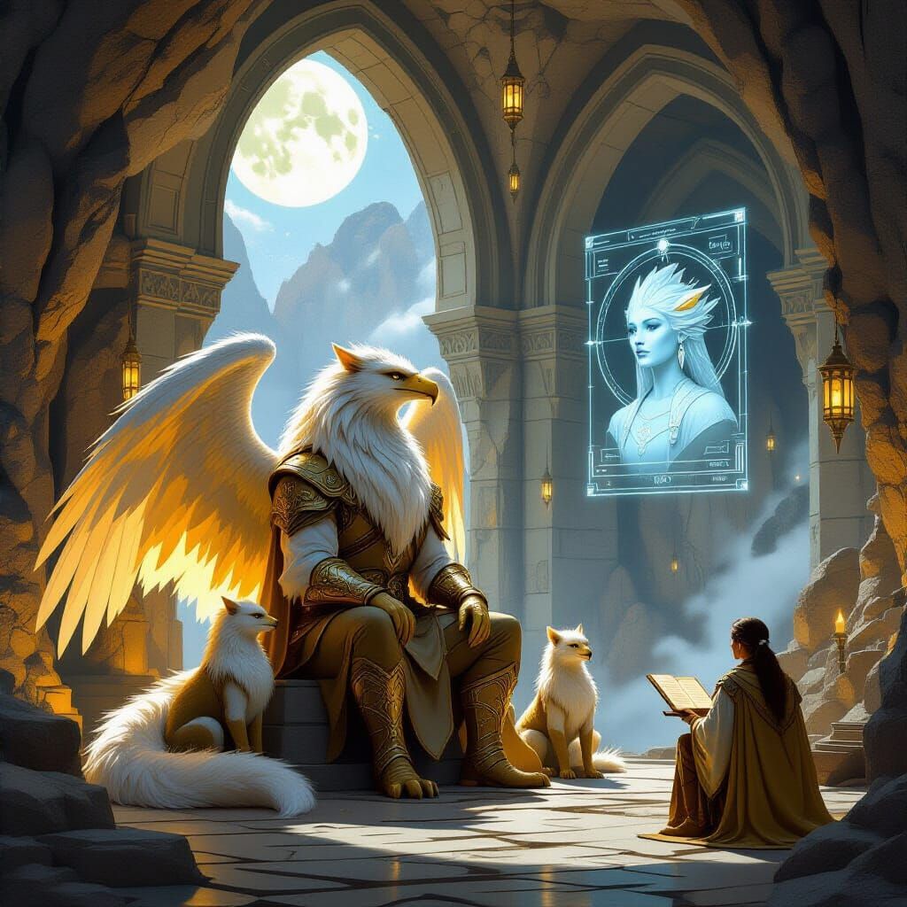 Gryphon Clan Hall with Glowing Holoscreen