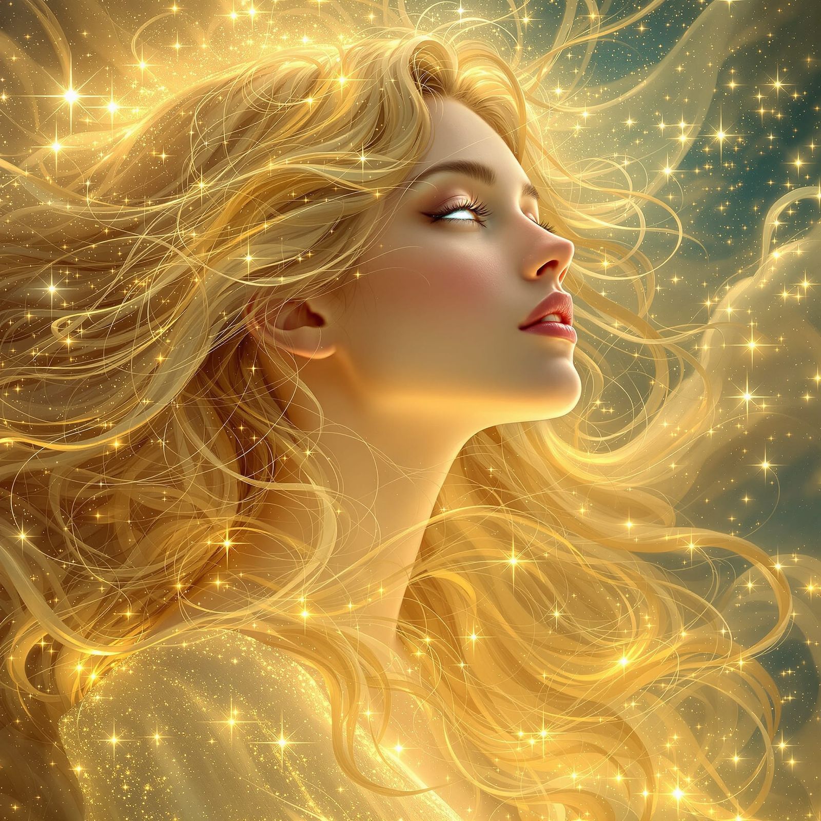 Sensual Aurora Goddess in Luminous Digital Painting