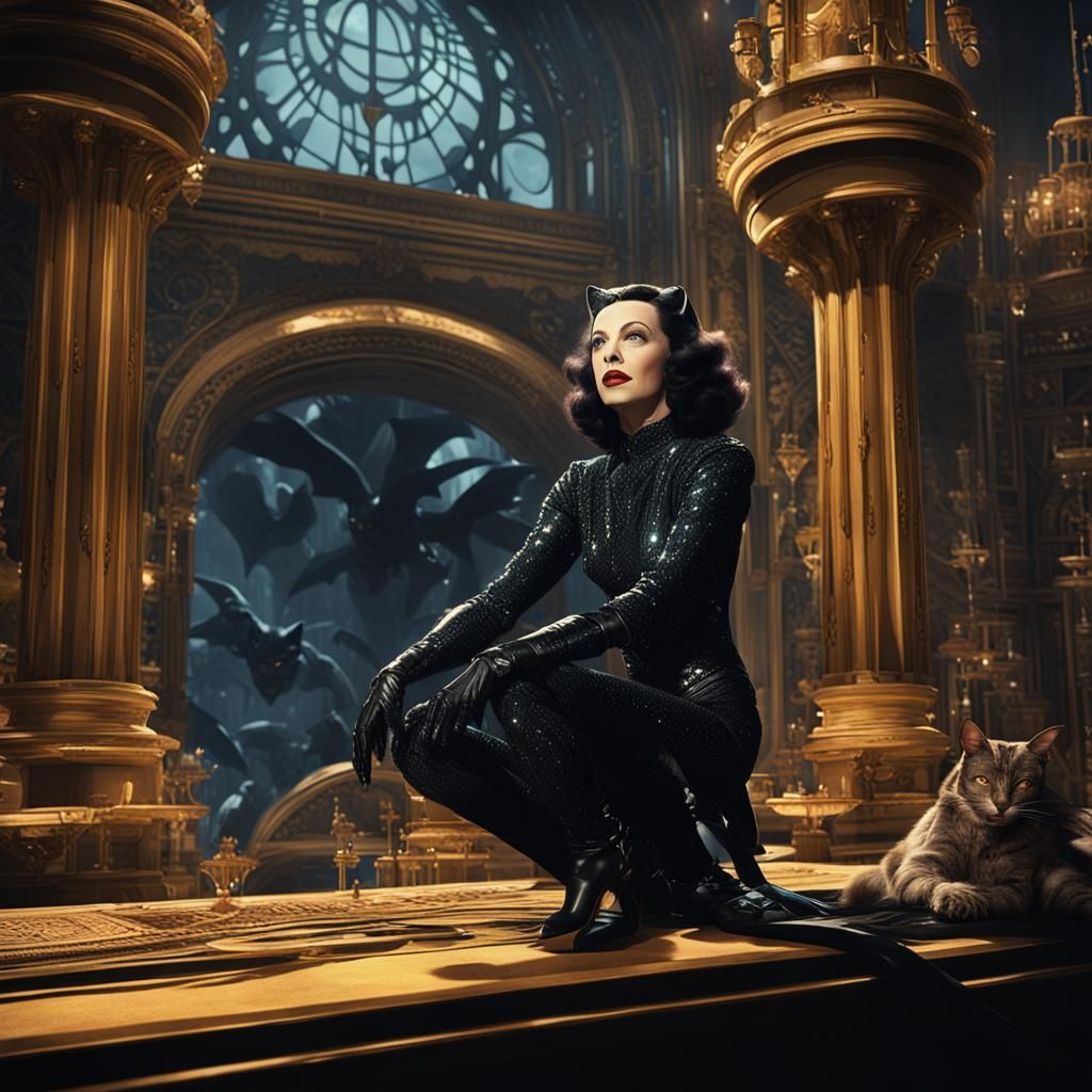 Hedy Lamarr as Catwoman: Detailed Digital Art