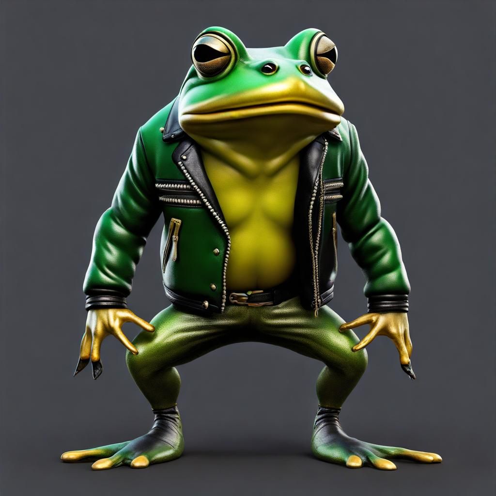 Muscular Bullfrog Mascot in Letterman Jacket
