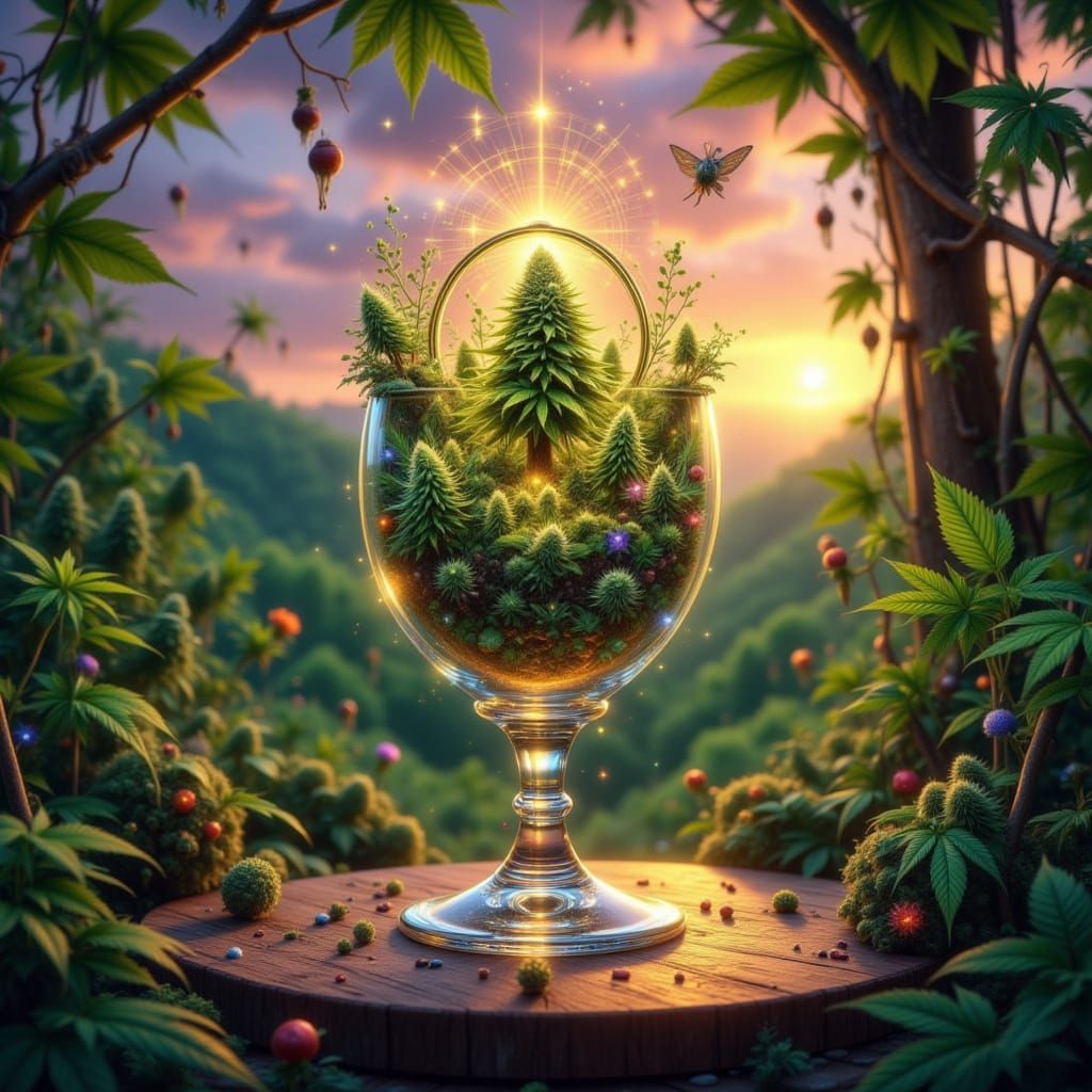 Mystical Cannabis Garden Chalice at Sunset