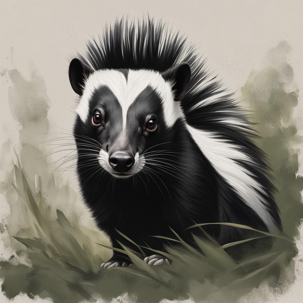 Rocco Style Portrait of a Skunk