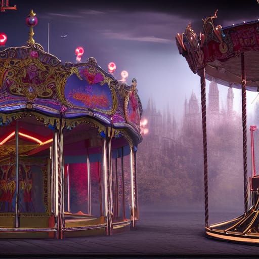 Haunted Carousel: Detailed Fantasy Concept Art
