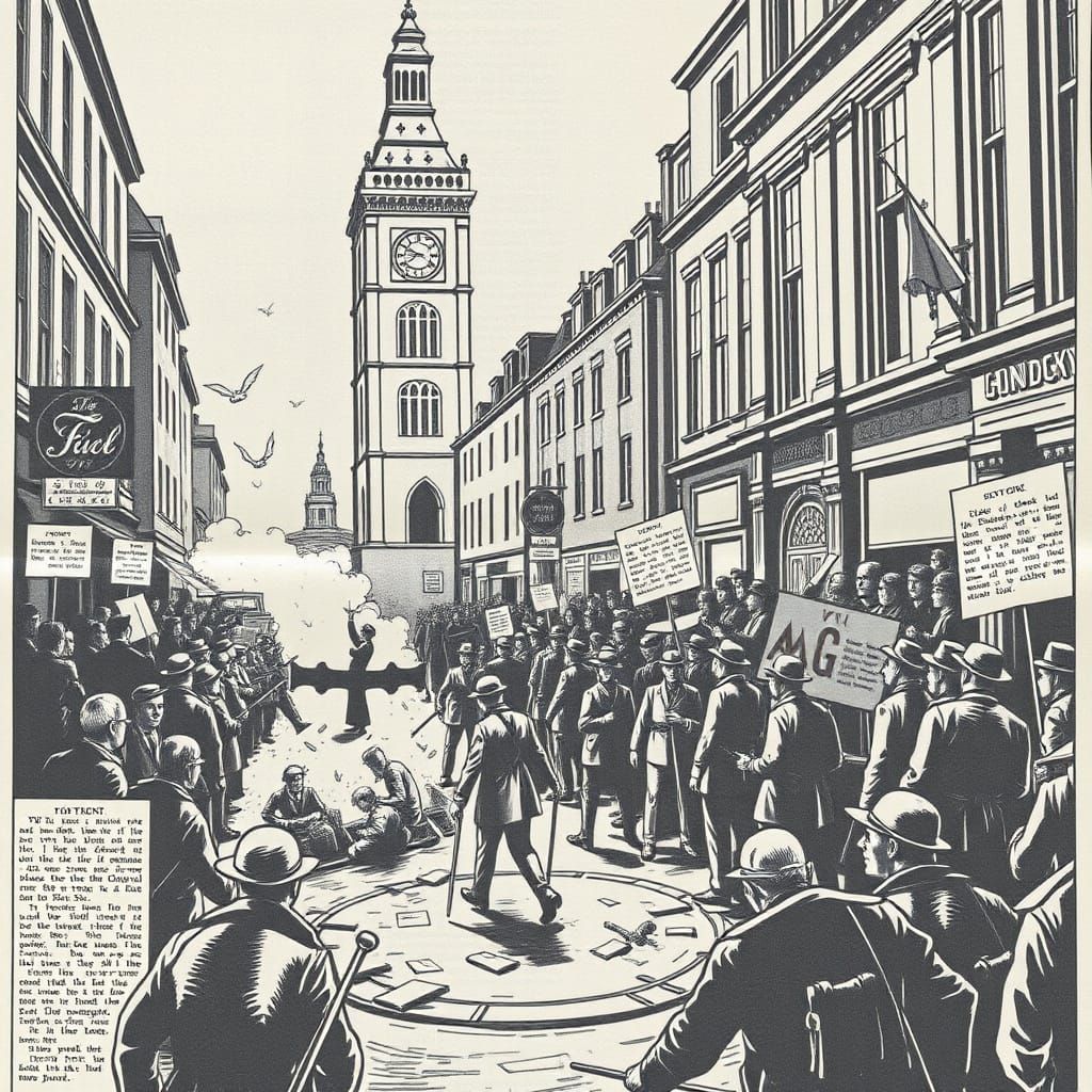 Rebellion in London: A Turbulent Cityscape in Distressed New...