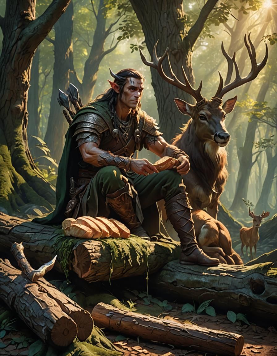 Wood Elf Barbarian in Forest Concept Art