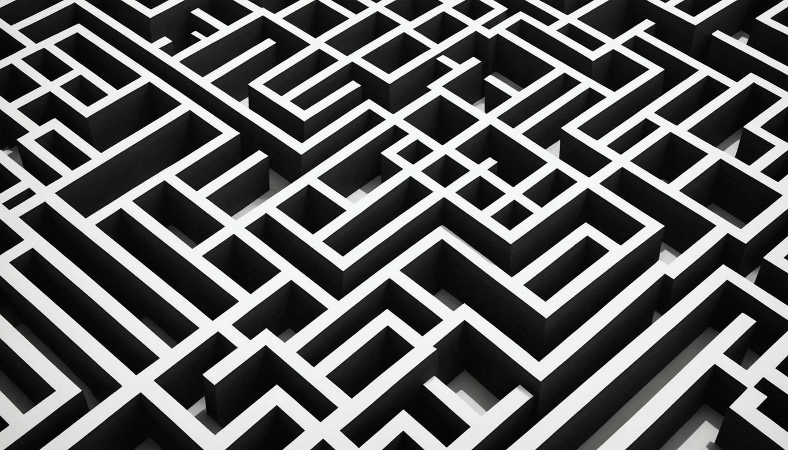 Optical Illusion Maze in Stark Black and White