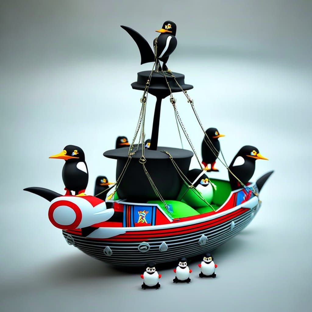 Penguin Pirate Vinyl Toy in Pop Art Style