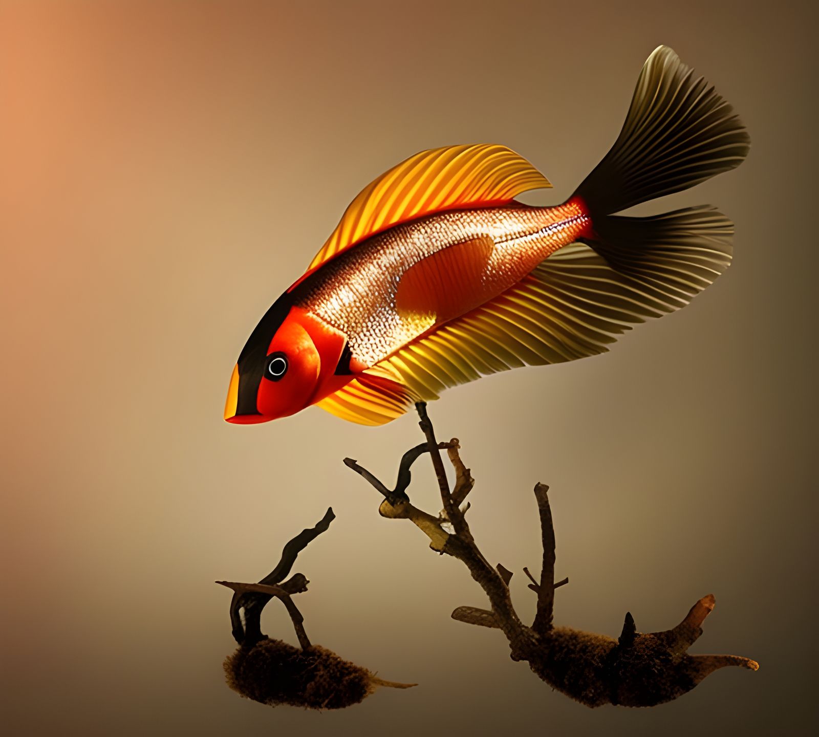 Intricate Glass Fish in Hyperrealistic Digital Art