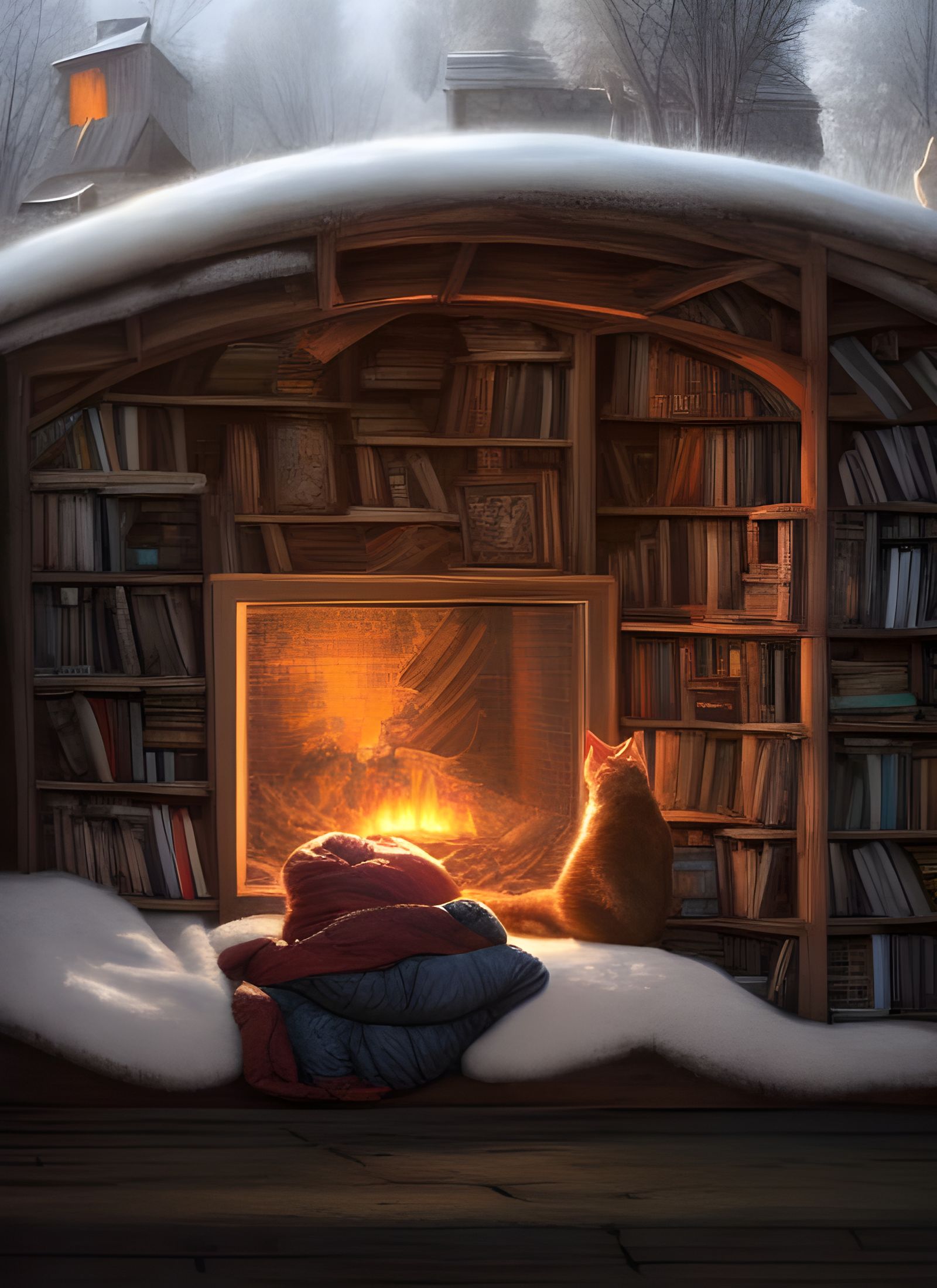 Cozy Winter Burrow Scene in Whimsical Style