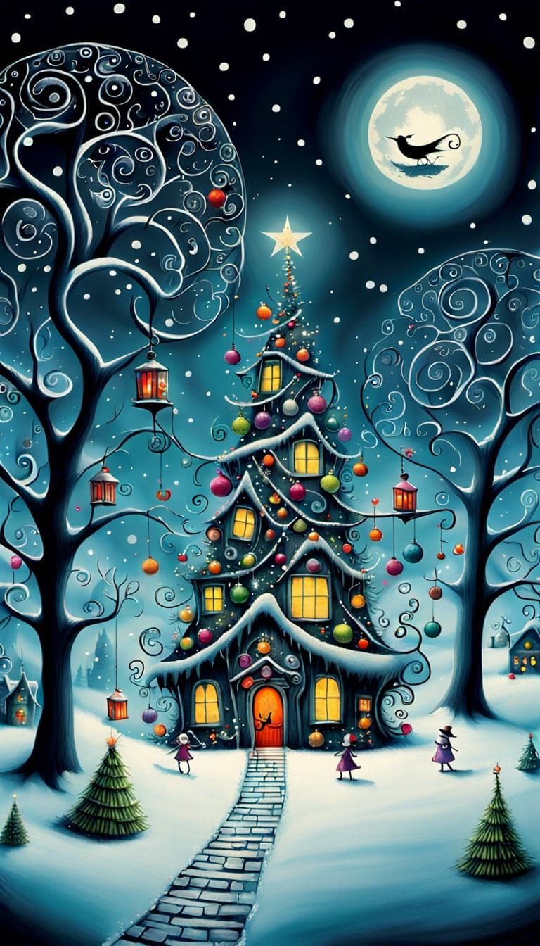 Surreal Whimsical Christmas, Tim Burton (xtough's Surreal Whimsical 70th 5 word prompt Challenge)