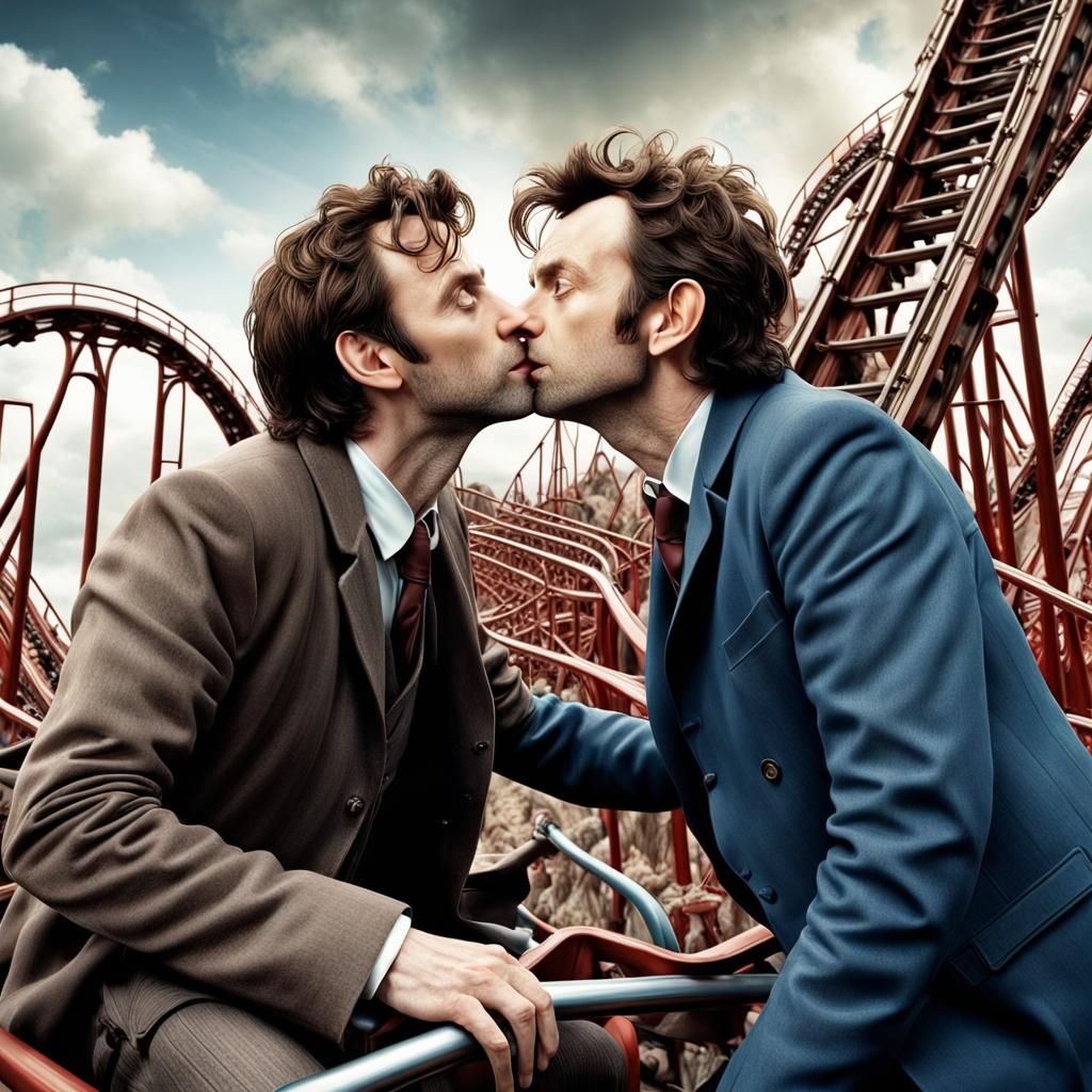 Hyperrealistic Kiss on a Rollercoaster