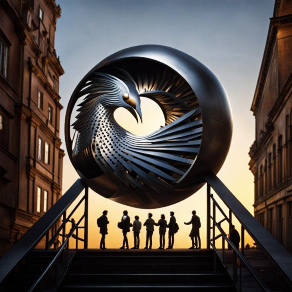 Spectacular Metal Bird Sculpture with Catchlights