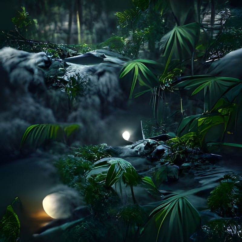Moonlit Jungle Matte Painting in 8k Resolution