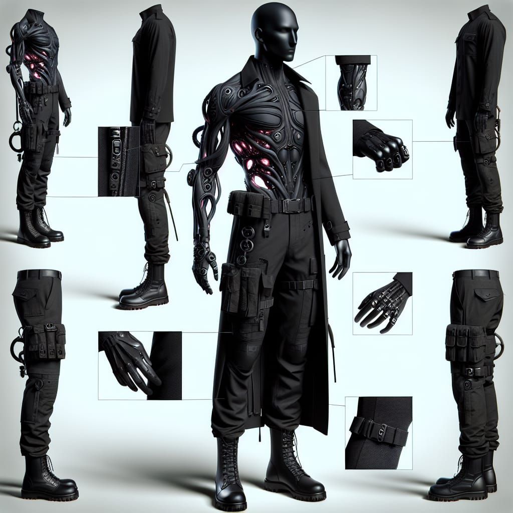 Towering Humanoid Figure in Black Tactical Gear