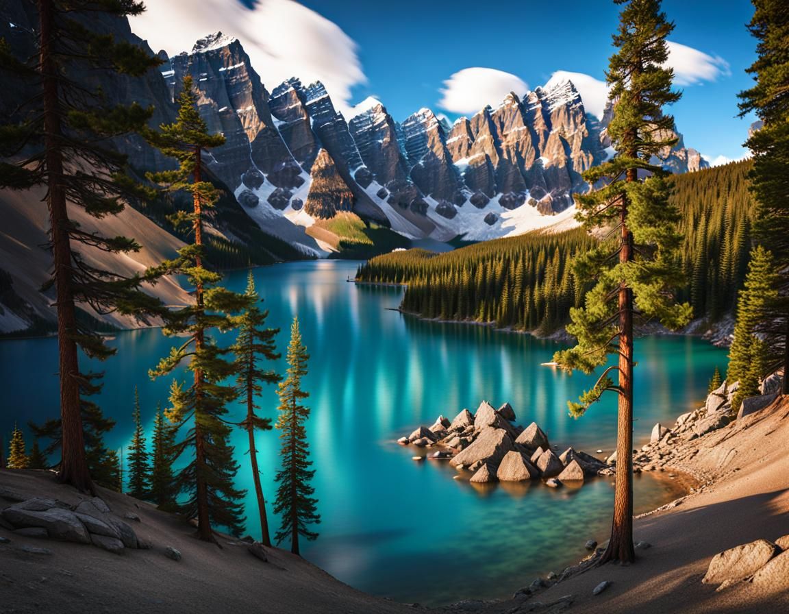 Banff's Moraine Lake in Regionalist Style
